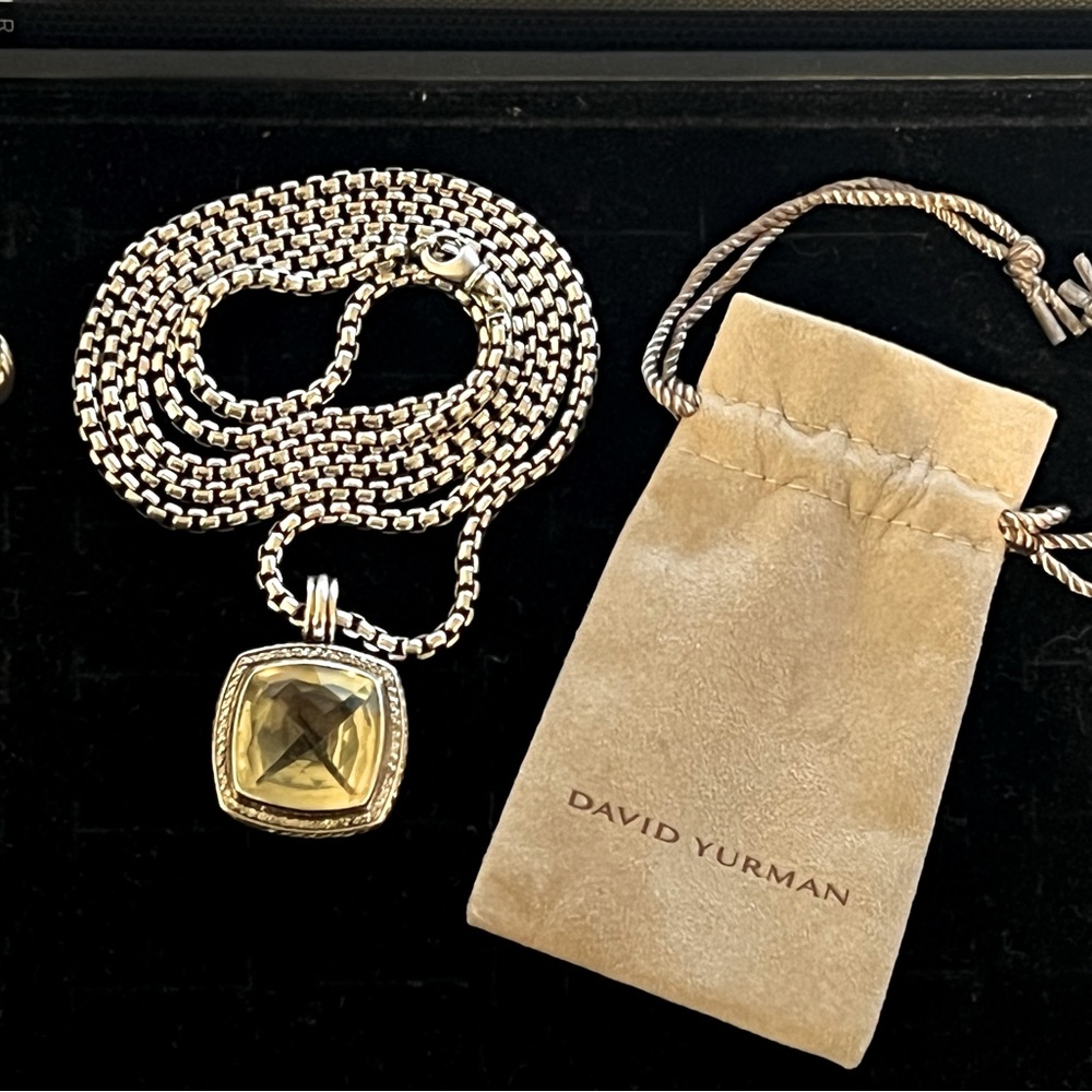 Sterling Silver David Yurman Albion Lemon Citrine Pendant w/ S.S. 36’ Bx Chain